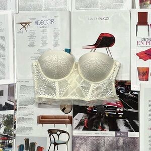 Calvin Klein cream lace corset push-up bra top size S/34A/32B